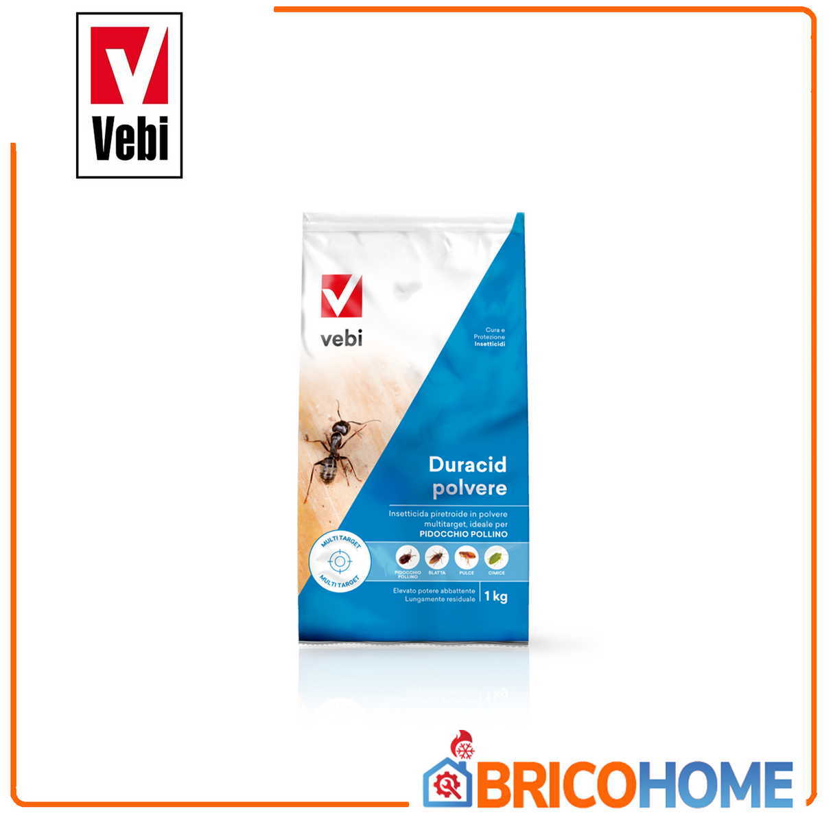 VEBI Insetticida piretroide in polvere pronto all'uso DURACID