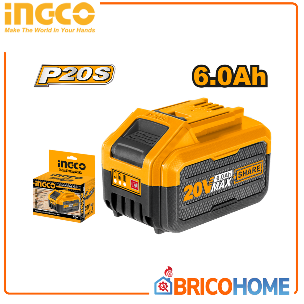 INGCO 20V 6,0Ah Lithium-Ionen-Akku
