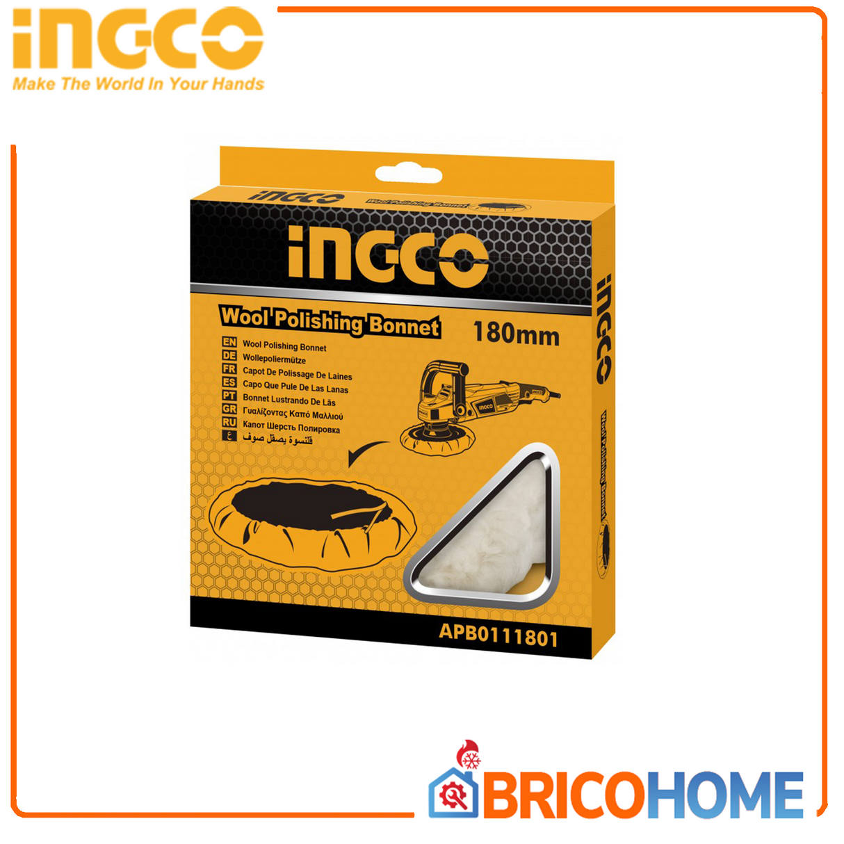 Wool cap for polishing machine diameter 180mm INGCO