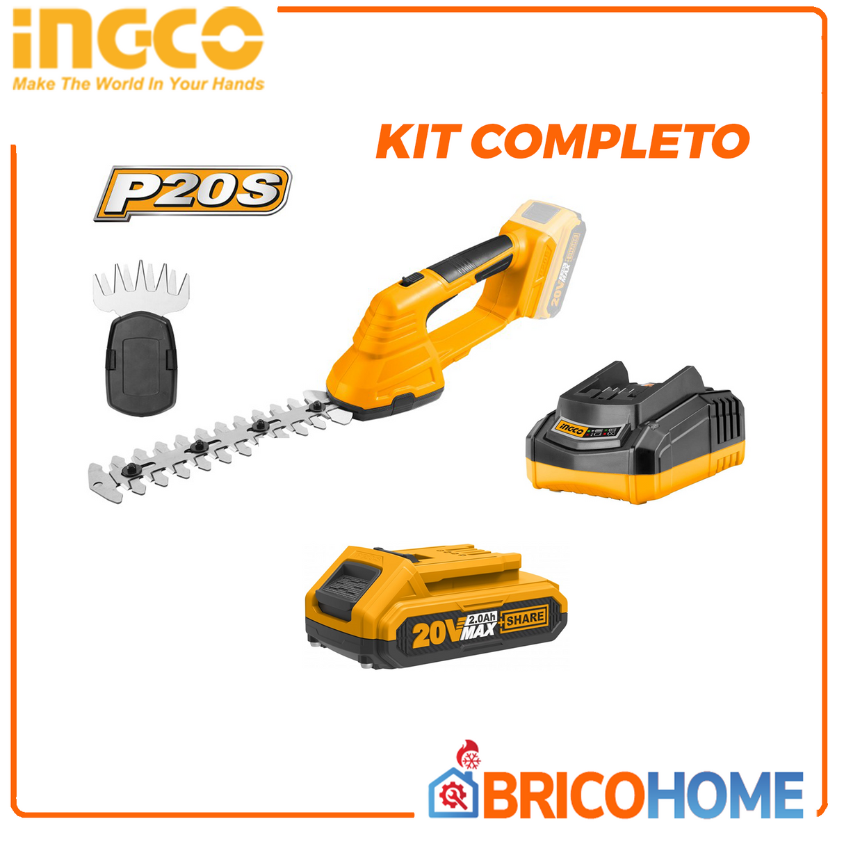 20V 2 Ah batteriebetriebener Heckenscherensatz - INGCO