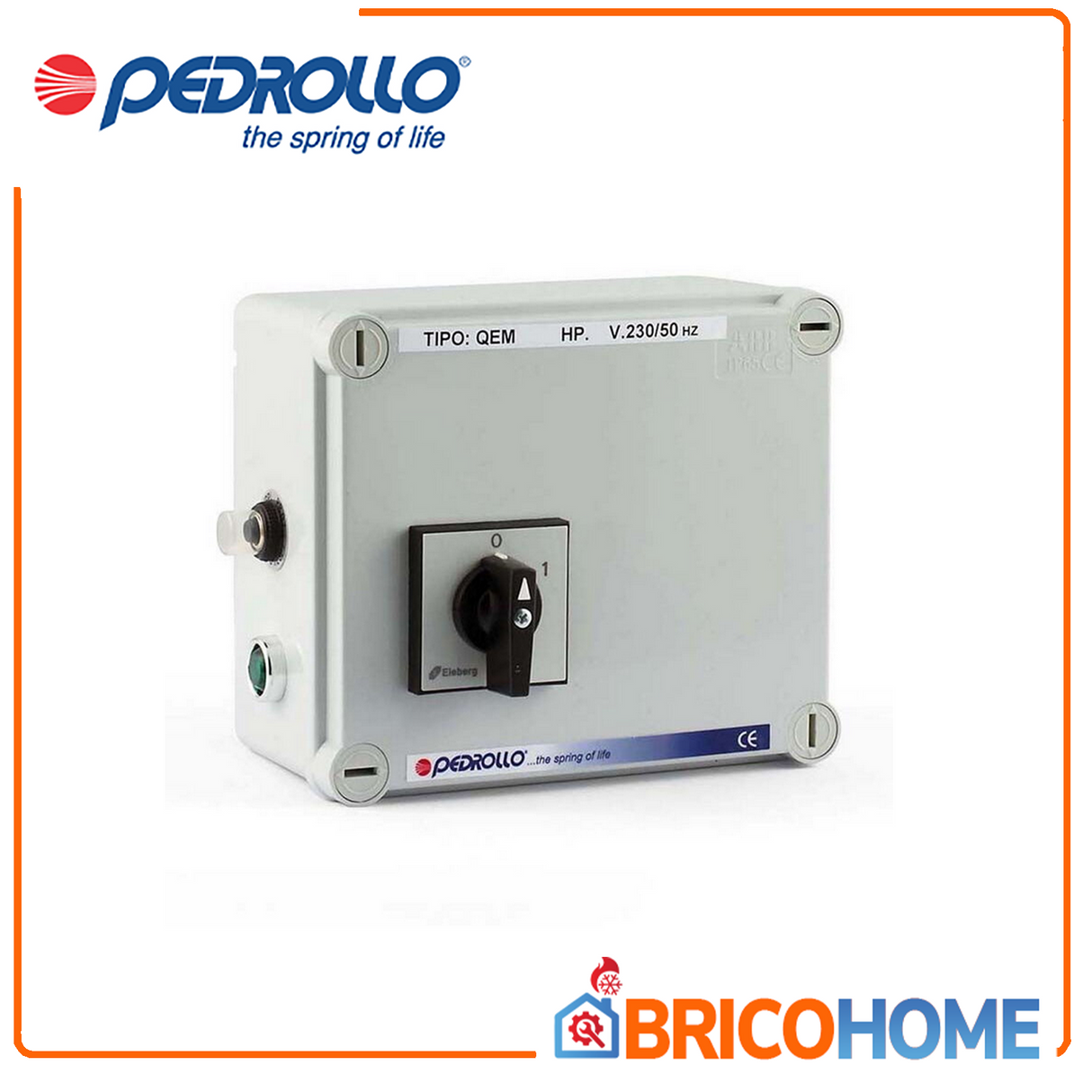 Pedrollo electrical panel for single-phase submersible pumps - QEM 100, 1 HP - QEM 150, 1.5 HP - QEM 200, 2 HP