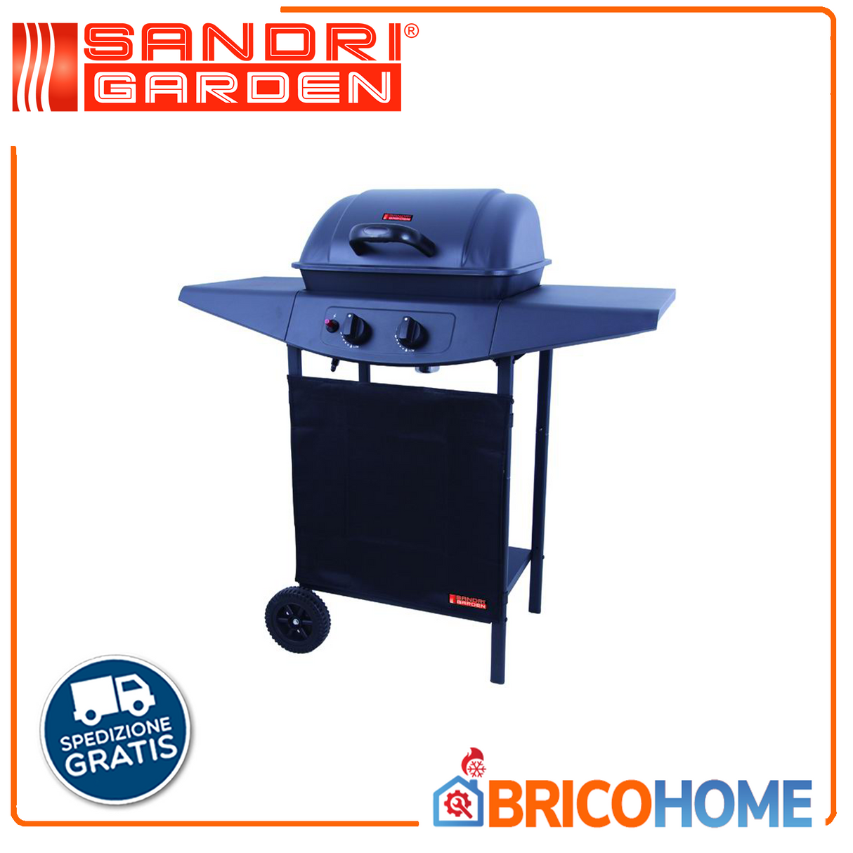 Gasgrill 2 Brenner aus Stahl 5 kW - Argentinien Sandri Garden