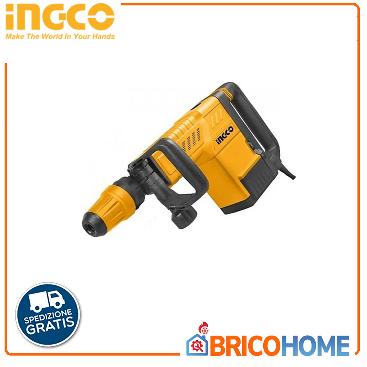 Martello demolitore SDS-MAX 1500W in valigetta + 2 scalpelli - PDB15006 INGCO
