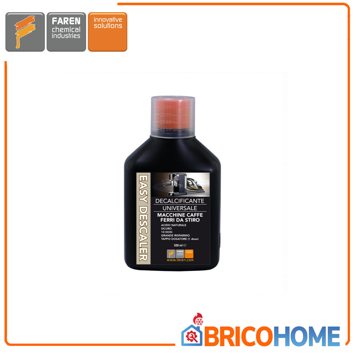 FAREN Decalcificante per macchine caffè, ferri da stiro, bollitori, doccette, soffioni 500ml EASY DESCALER