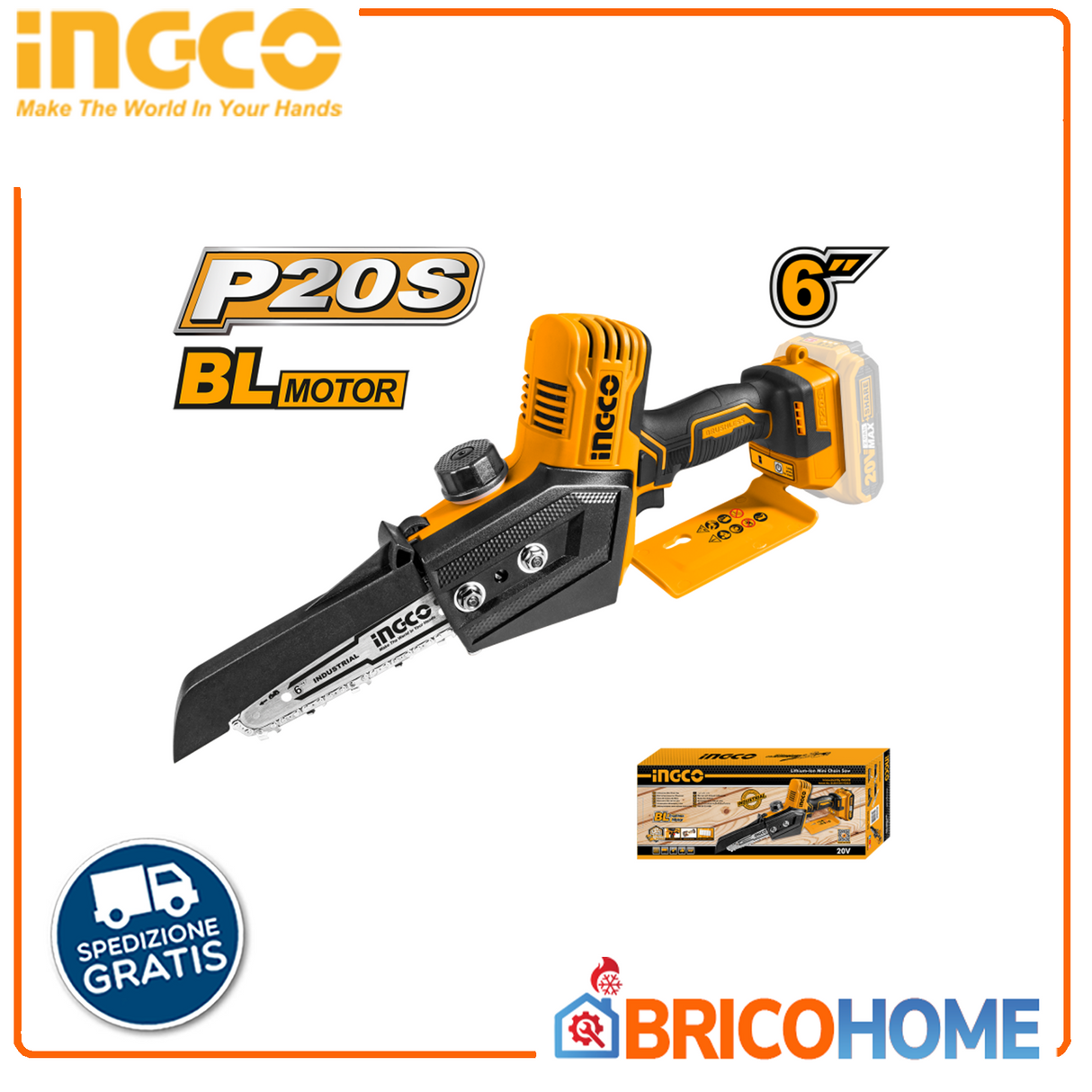 Mini elettrosega 20V 6" nuda ( solo corpo ) - INGCO