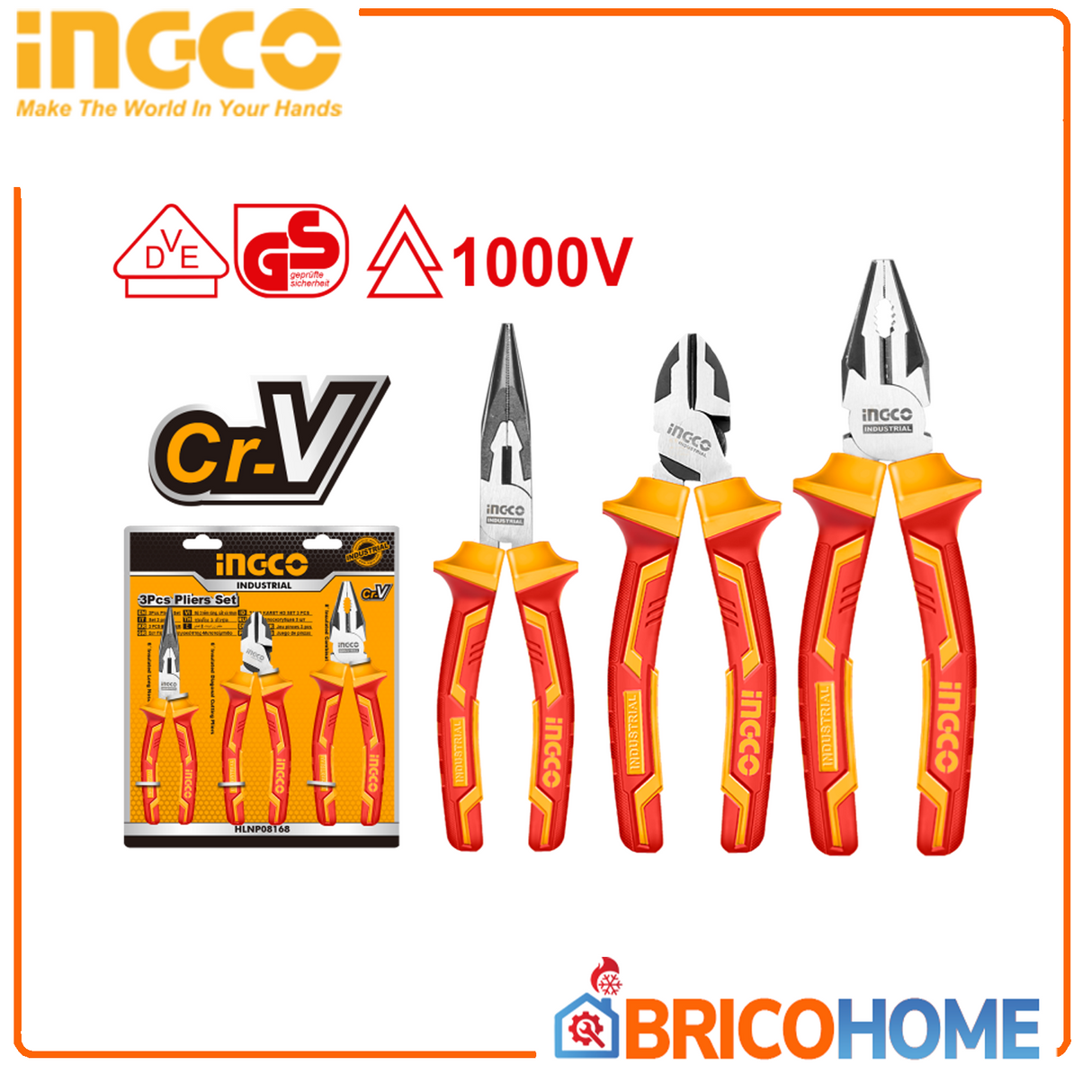 Isolierter Zangensatz 1000V 3tlg. INGCO