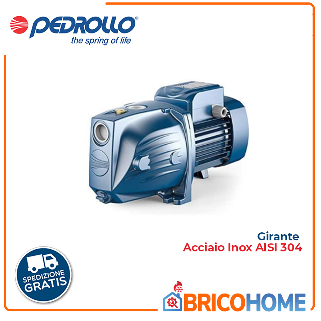 Elettropompa autoadescante PEDROLLO JSWm 2A con Girante Acciaio Inox AISI 304