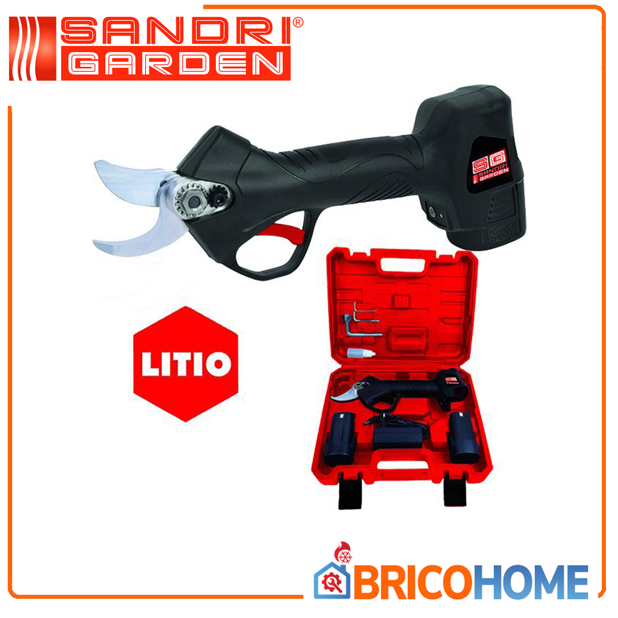 Forbici da potatura Sandri Garden SG-FP SNAP LI - con 2 batterie 16,8V 2AH