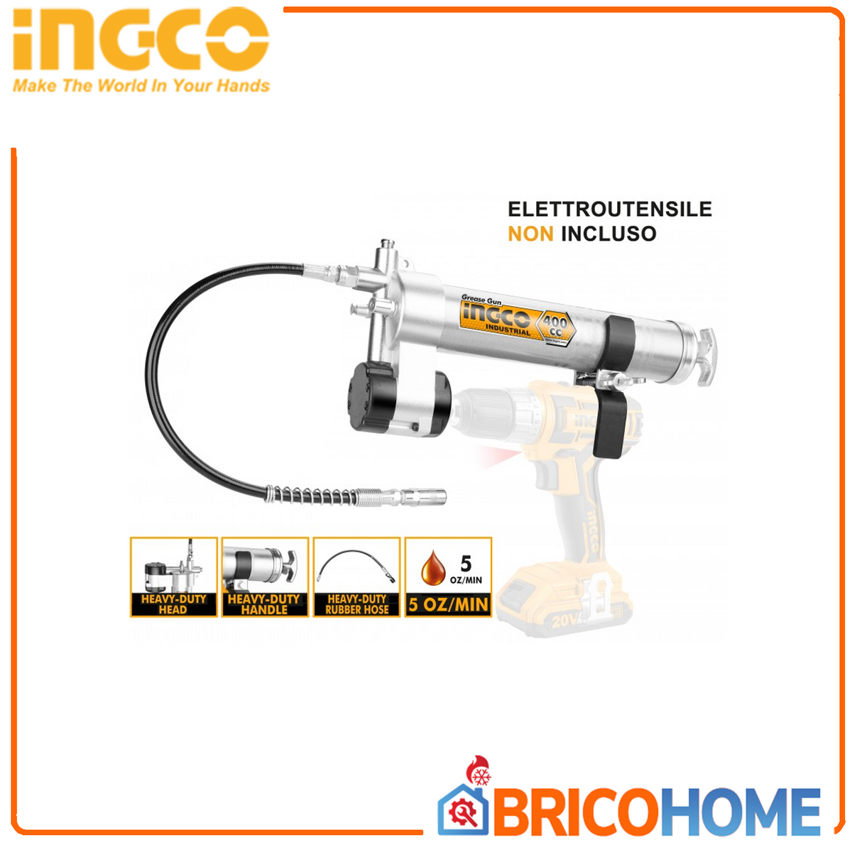 Portacartuccia ingrassatore per trapano - INGCO