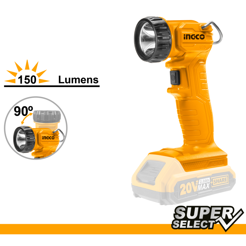 Lampada da lavoro a batteria 20V 150 lumen ( solo corpo ) - INGCO