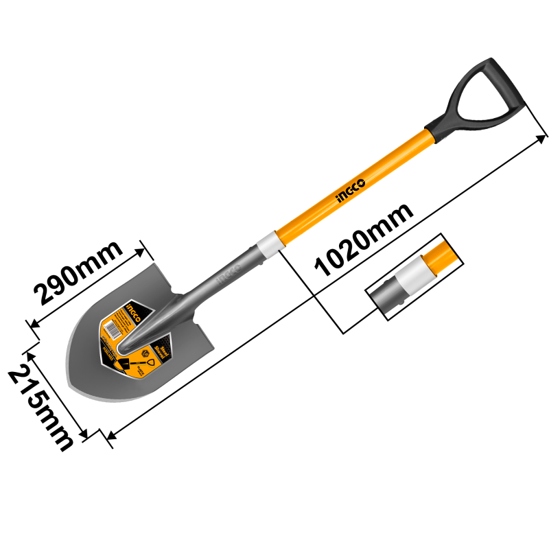 Pointed shovel shovel with fiberglass handle 100CM INGCO