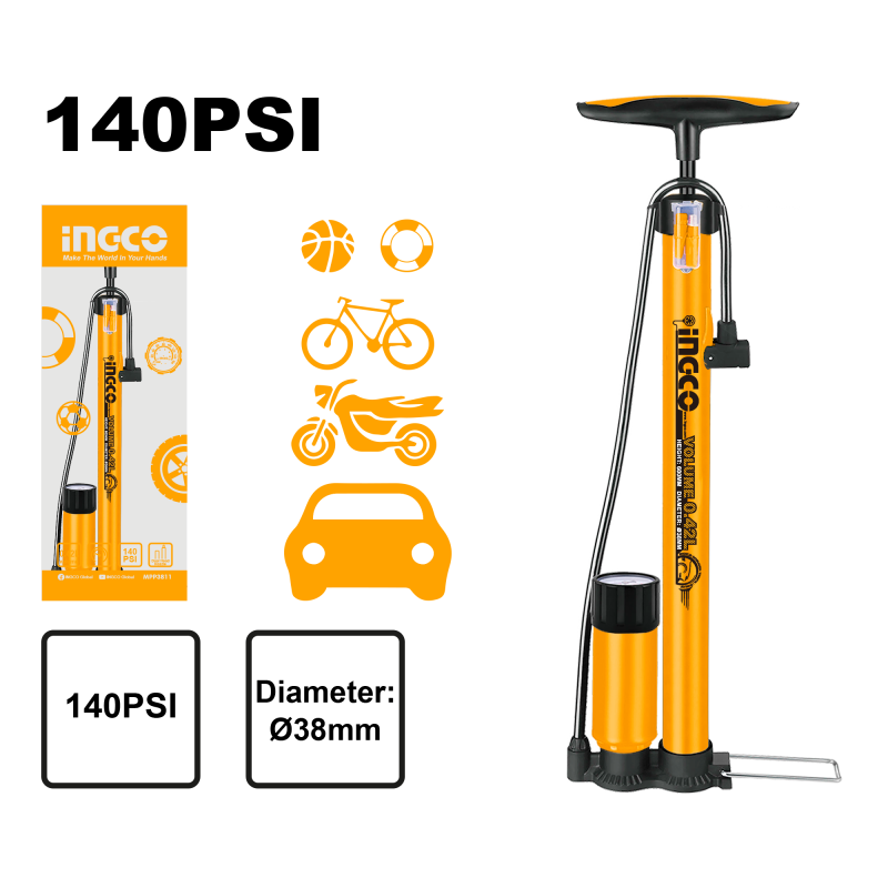 Manual pump with INGCO pressure gauge