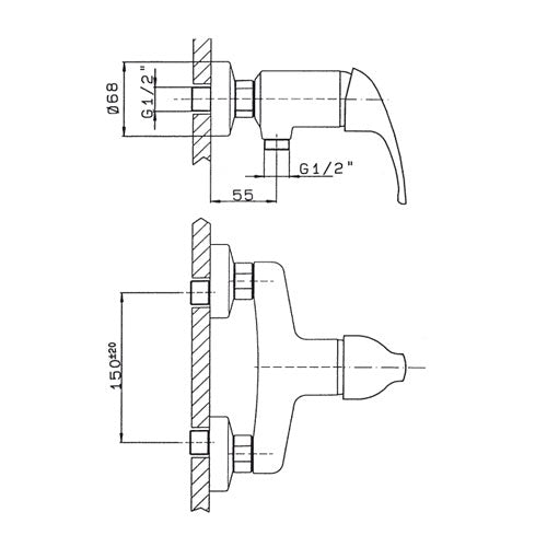 Wandmontierter Einhand-Brausemischer - Ecoline GS