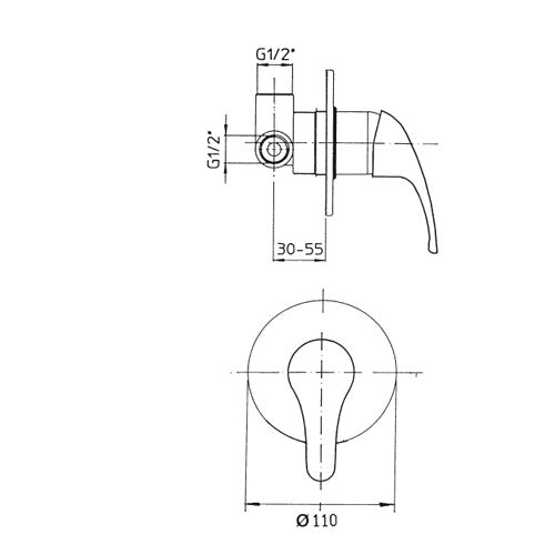 Einbau-Einhand-Brausebatterie - Ecoline GS