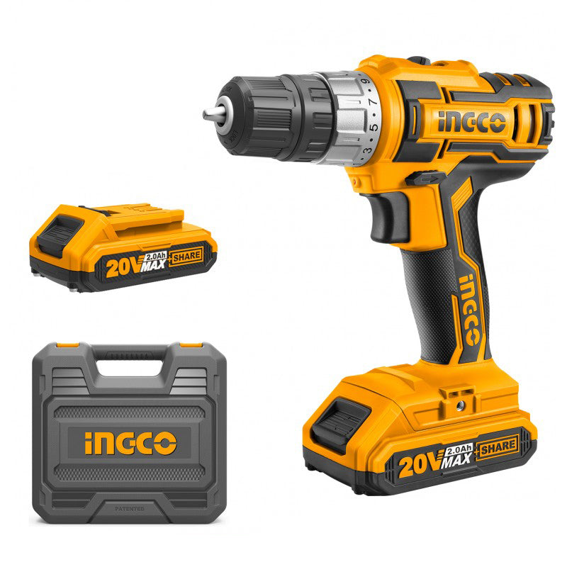 Trapano a Batteria 20V con 2 batterie 2Ah in valigetta - INGCO