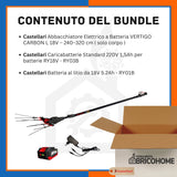 Kit Abbacchiatore Elettrico VERTIGO CARBON L 18V con Batteria e Caricabatteria [BUNDLE]
