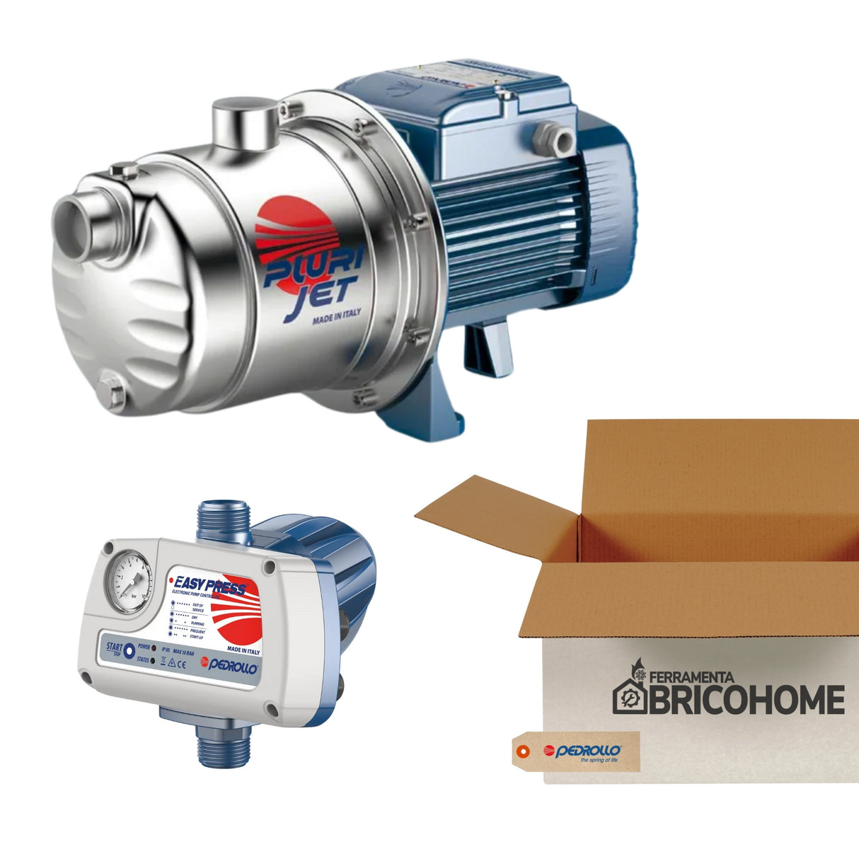 Kit Pedrollo Elettropompa PLURIJETm 4/100X 1,0 HP + Presscontrol EASYPRESS 1,5 BAR [BUNDLE]