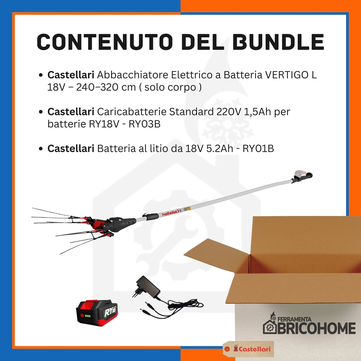 Kit Abbacchiatore Elettrico VERTIGO L 18V con Batteria e Caricabatteria [BUNDLE]