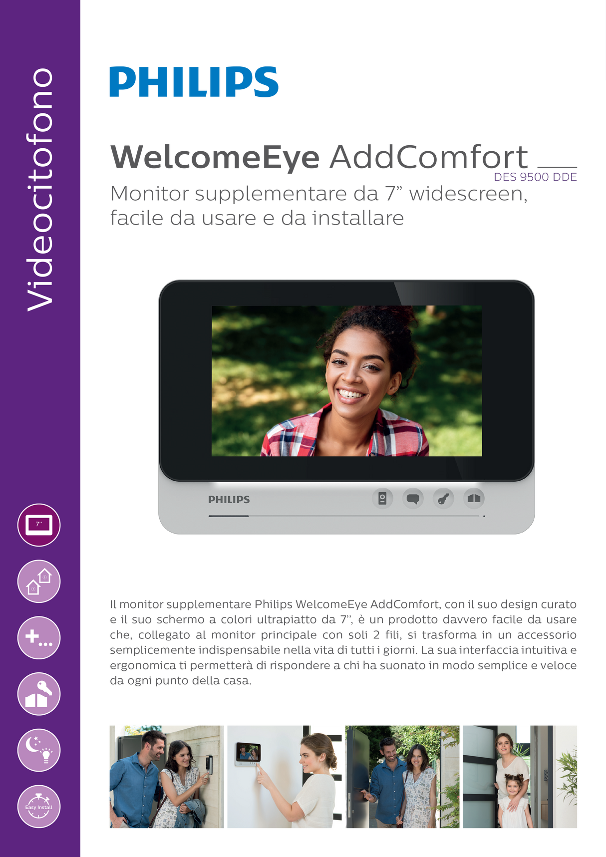 WelcomeEye Add Comfort 7" monitor extra ultrapiatto - Philips - 531003