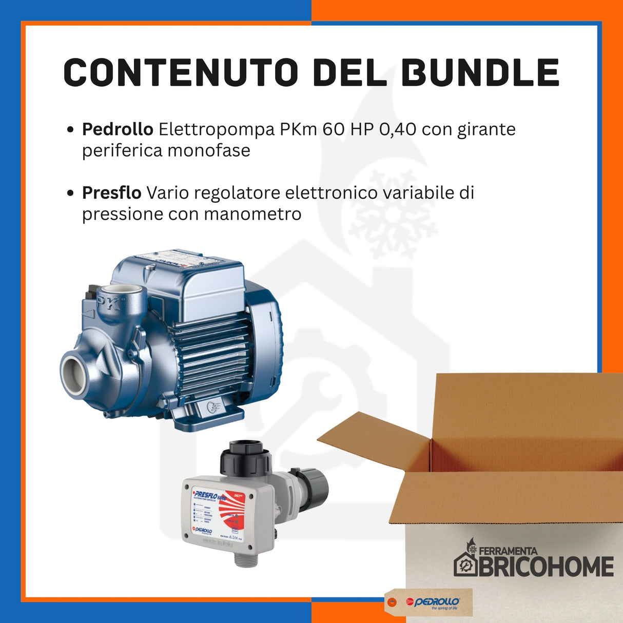 Kit Pedrollo Elettropompa PKm 60 HP 0,40 + Presflo Vario Regolatore Elettrico [BUNDLE]
