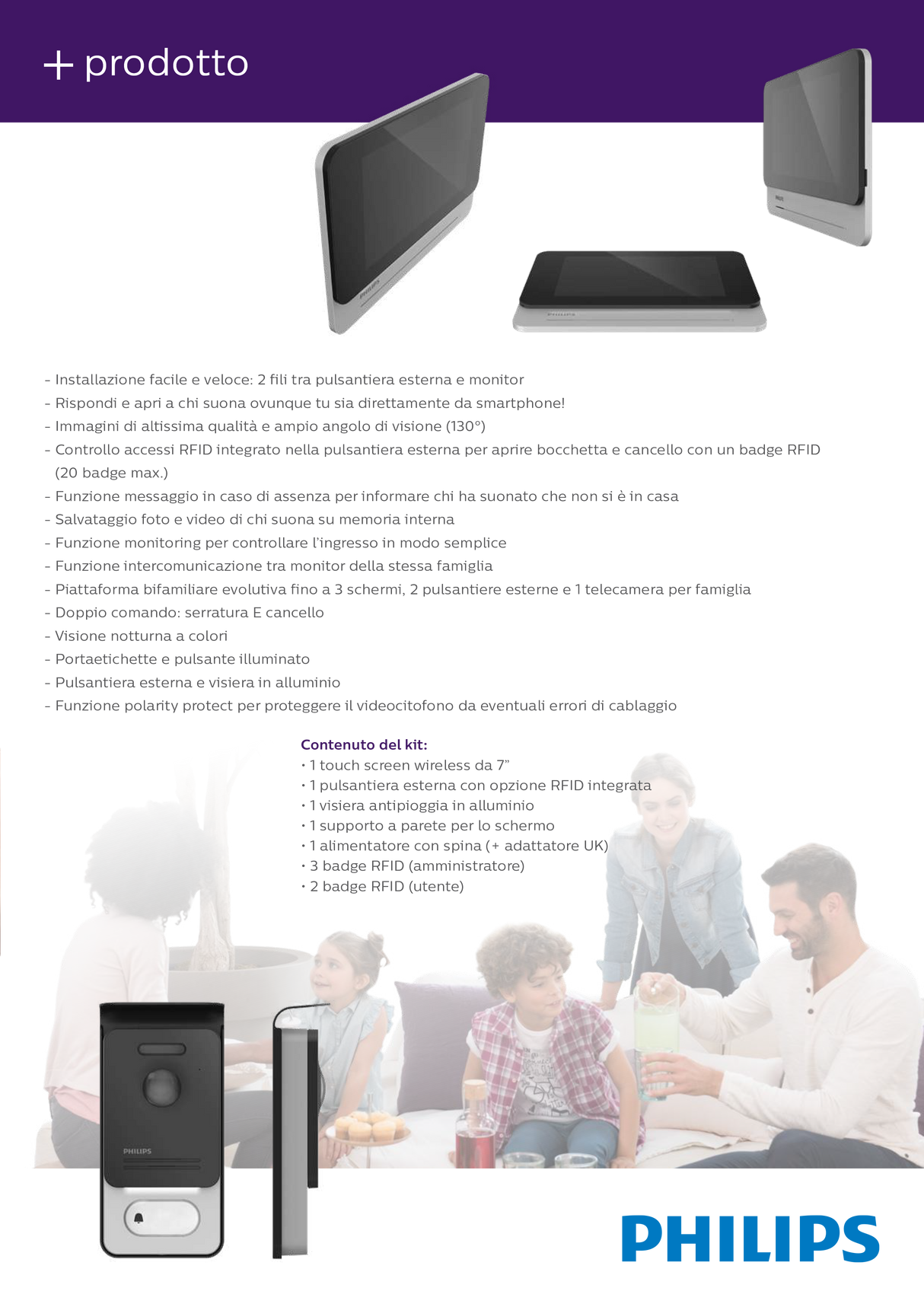 Wi-Fi-Video-Gegensprechanlage-Touchscreen-Monitor 7'' – WelcomeEye Connect 2 – Philips