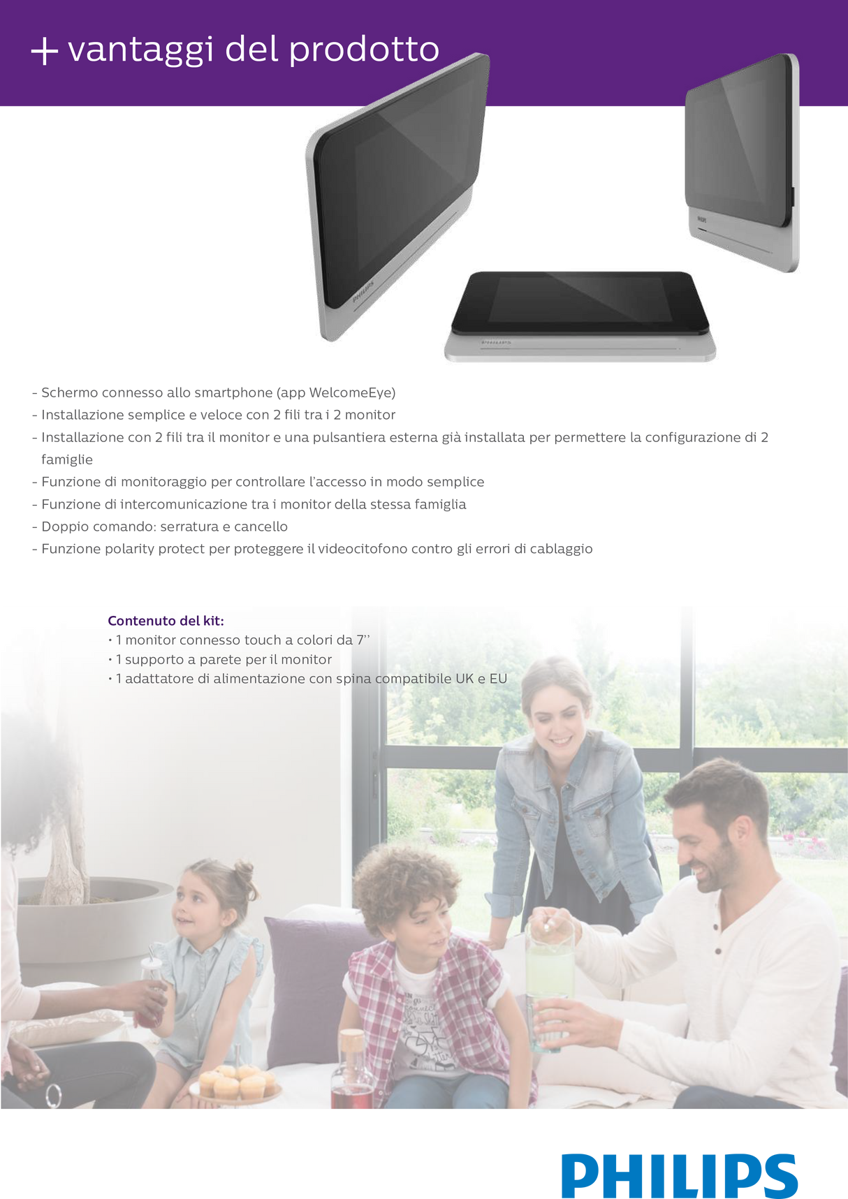 Monitor aggiuntivo Wi-Fi connesso da 7" WеlсоmеЕуе Аdd Соnnесt - Philips 531038