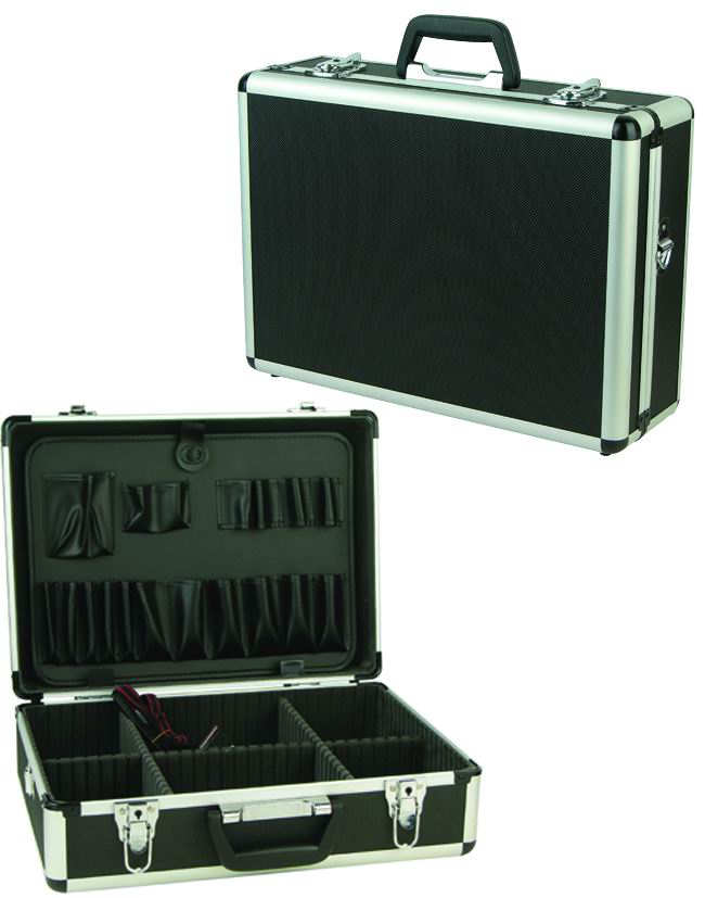 VIGOR 40545-10 – Valigetta Elettricista Alluminio | Spigoli Tondi 46x34x16cm | Porta Attrezzi Estraibile