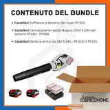 Kit Castellari Soffiatore RY30G con 2 Batterie da 18V e Caricabatterie Rapido [BUNDLE]
