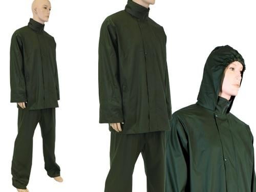 Completo impermeabile PU verde – Giacca + Pantalone | PVC/Poliuretano