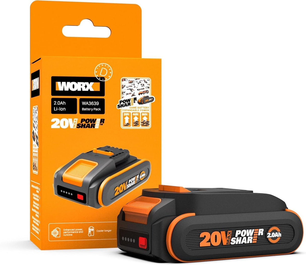 WORX Batteria Litio 20V 2,0Ah - WA3639