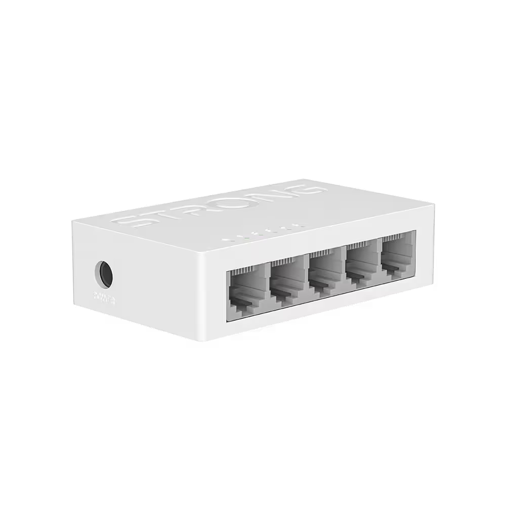 STRONG SW5000P – Switch Desktop Gigabit 5 Porte 10/100/1000 Mbps, Plug & Play, Plastica, Fanless