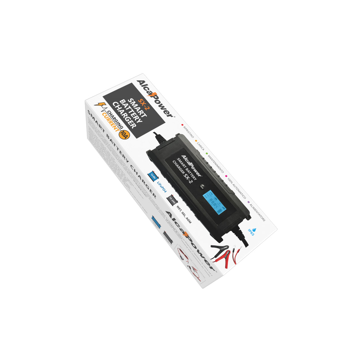 ALCAPOWER SX-2 Caricabatterie Automatico 10A 12/24V | 4–240Ah | LiFePO4 & Piombo