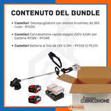Kit Castellari Decespugliatore RY10G con 2 Batterie da 18V e Caricabatterie Rapido [BUNDLE]