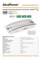 ALCAPOWER Lampada d’emergenza da parete SE+SA LiFePO4 IP65 – 100 lumen