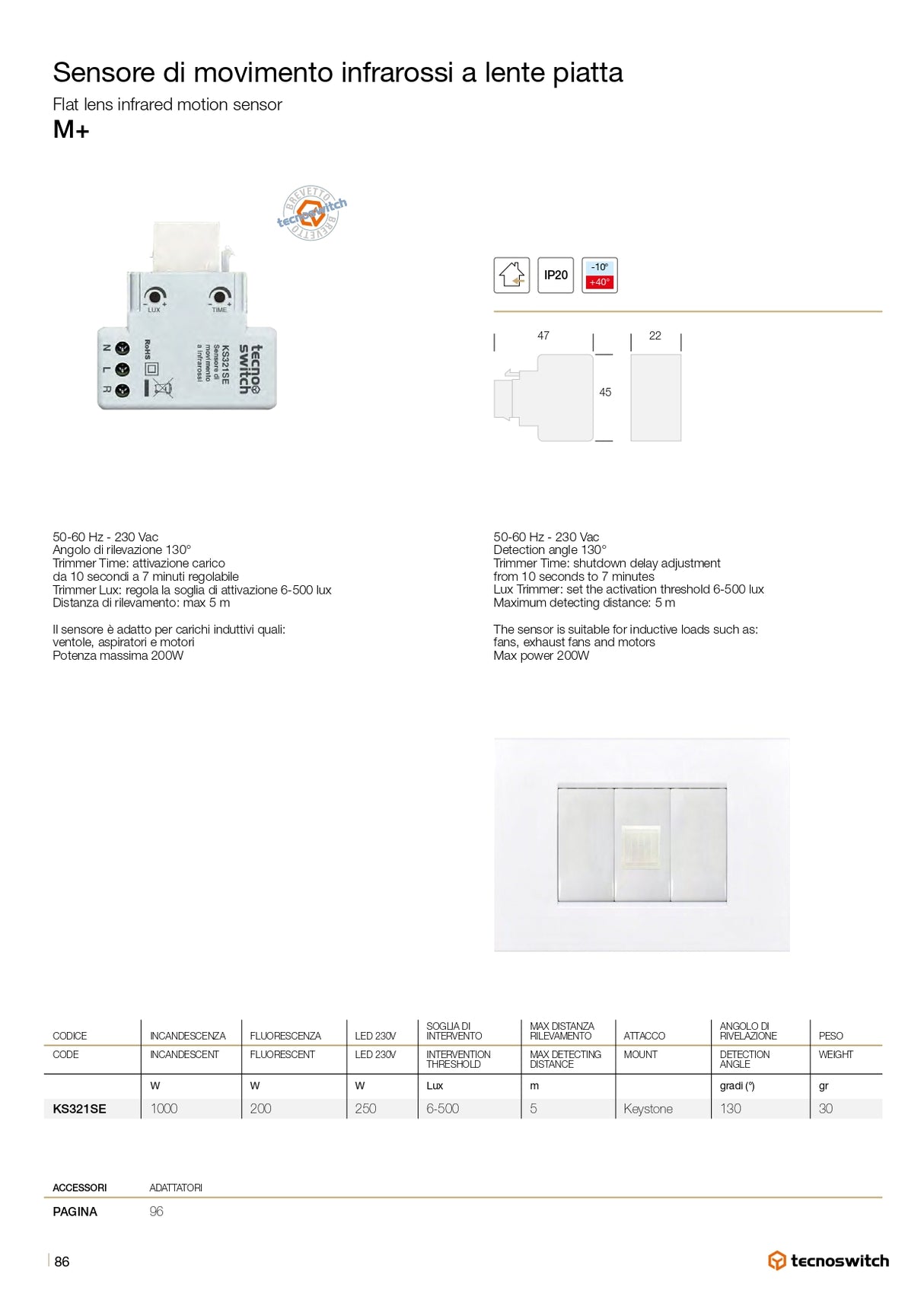 Keystone infrared motion sensor