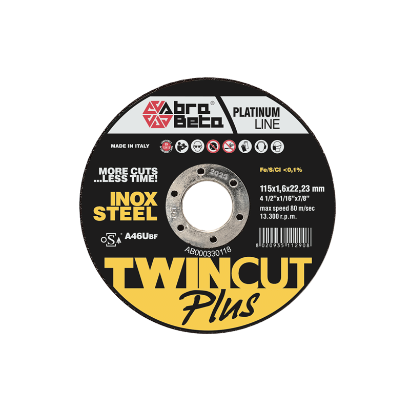 Twincut Plus Edelstahl- und Stahl-Trennscheibe, Durchmesser 115 – Dicke 1,0 mm