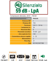 HIT PH024S Compressore Silenziato 24 Litri 1 HP Oil-Free 8 Bar