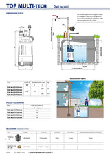 PEDROLLO TOP MULTI TECH 2 - 0.75HP automatic multi-impeller submersible electric pump