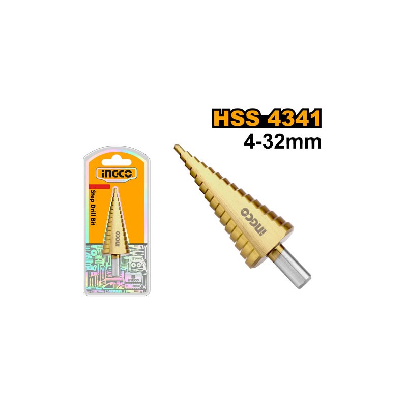 INGCO Fresa conica a gradino 10-32mm con rivestimento al Titanio