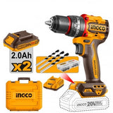 INGCO Trapano Avvitatore COMPACT con percussione 20V 55Nm BRUSHLESS con 2 batterie 2Ah