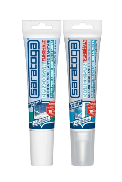 Anti-Schimmel-Silikon speziell für Sanitäranlagen, Badezimmer und Küchen Bianco-San Saratoga