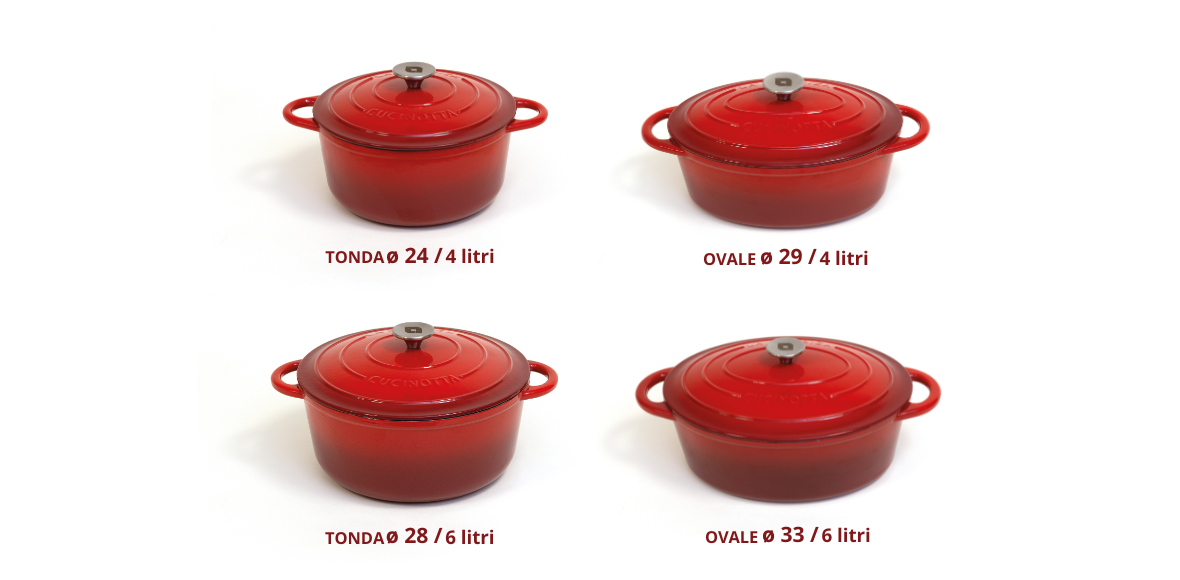 Casseruola Cocotte in ghisa ovale con coperchio 29cm 4 litri - Cucinotta La Nordica