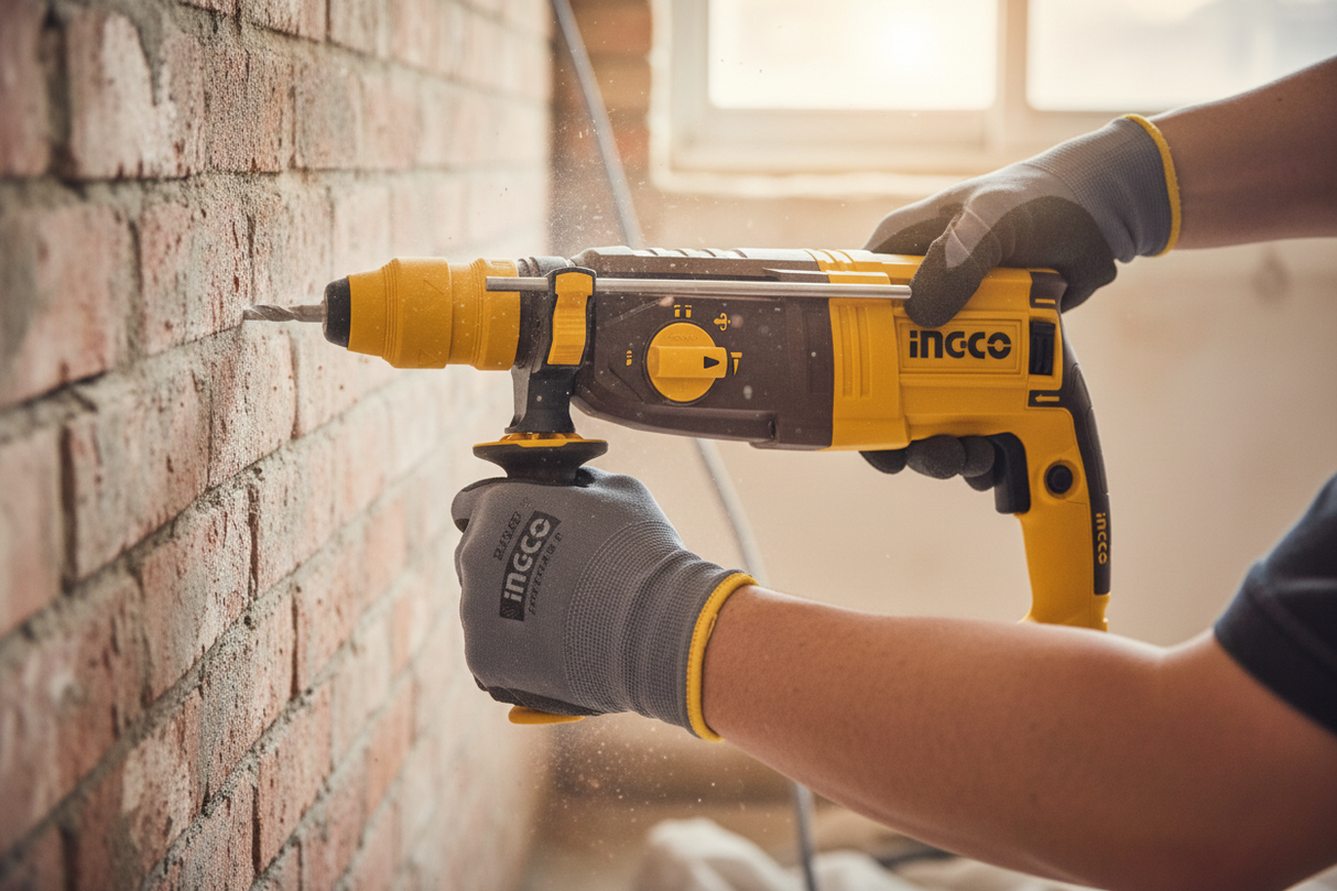 INGCO RGH9528-2 – Trapano Tassellatore 950W | Doppio Mandrino SDS Plus | Kit Completo con Accessori