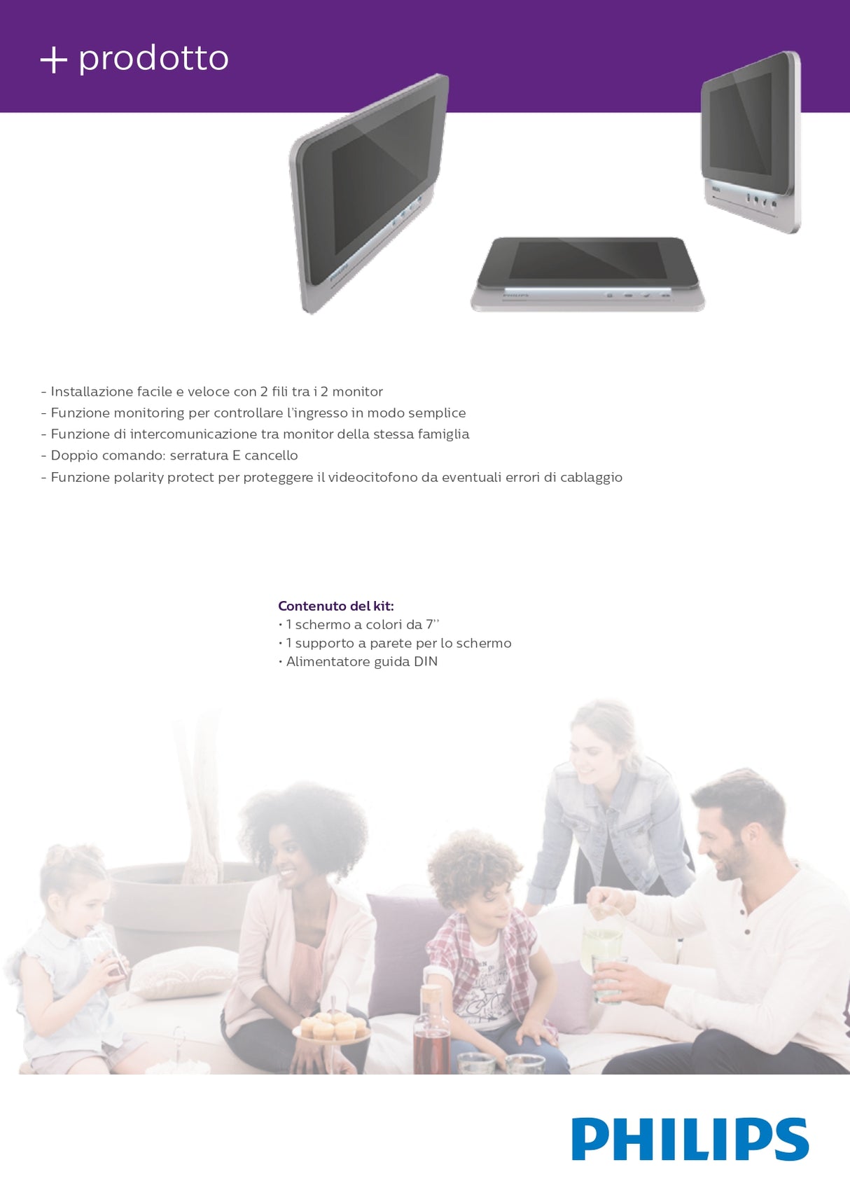 PHILIPS 531024 – WelcomeEye Monitor Pro | Videocitofono 7" Widescreen | Monitor Supplementare | Facile Installazione