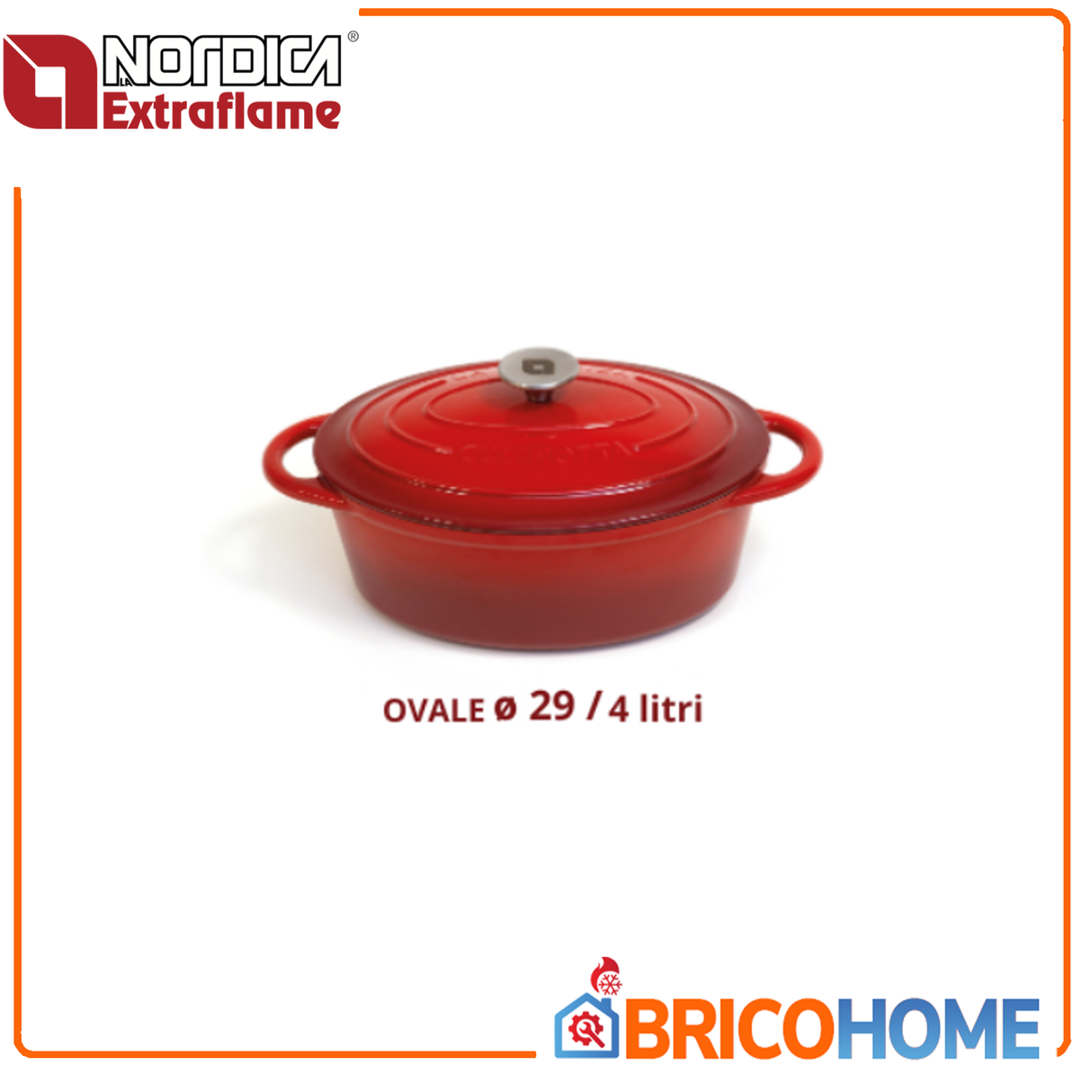 Casseruola Cocotte in ghisa ovale con coperchio 29cm 4 litri - Cucinotta La Nordica