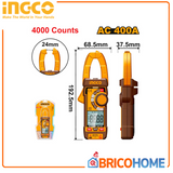 INGCO DCM62001 – Multimetro con Pinza Amperometrica Digitale AC 400A | True RMS | 4000 Counts