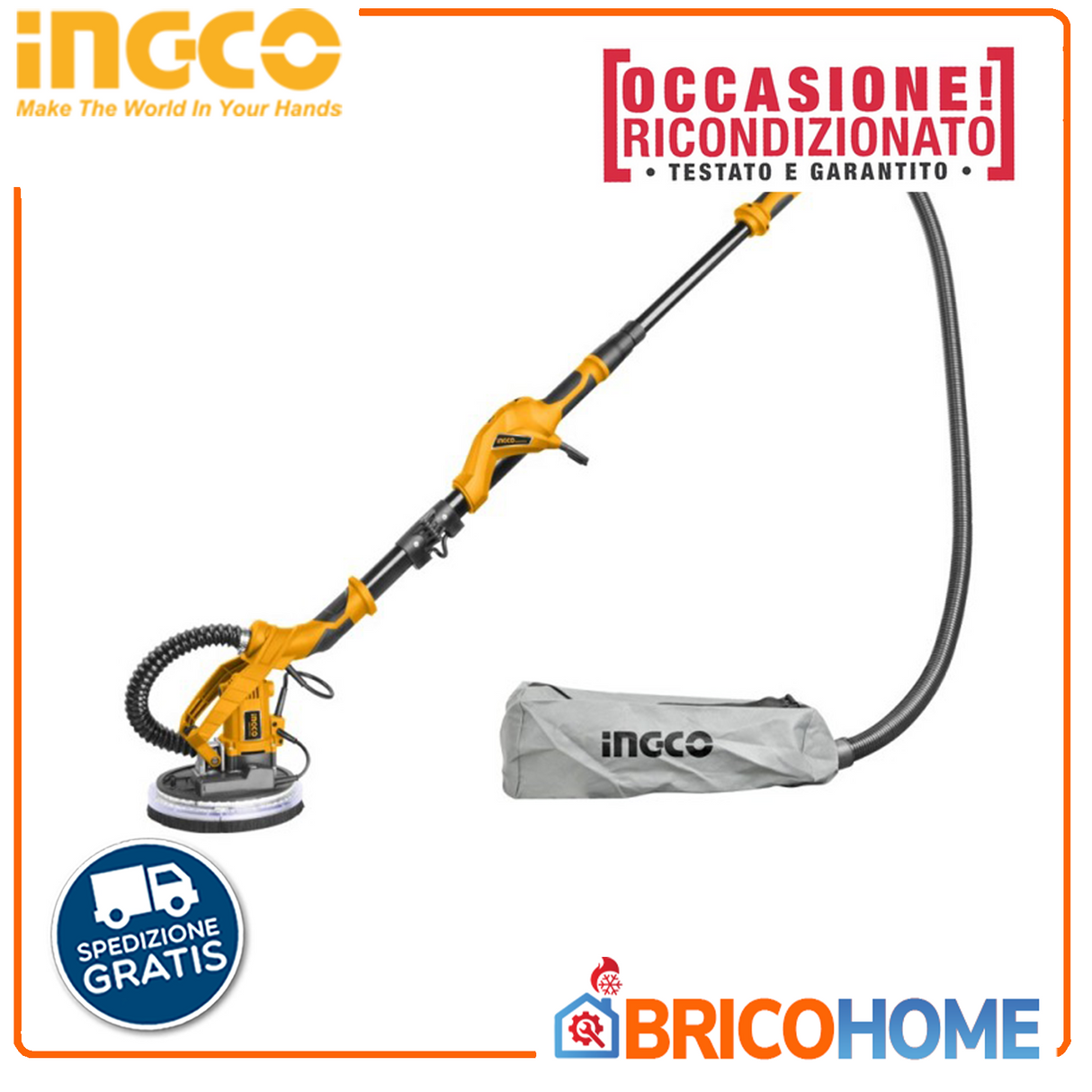INGCO Levigatrice murale a giraffa 1050W con borsa DWS10501 - RICONDIZIONATO