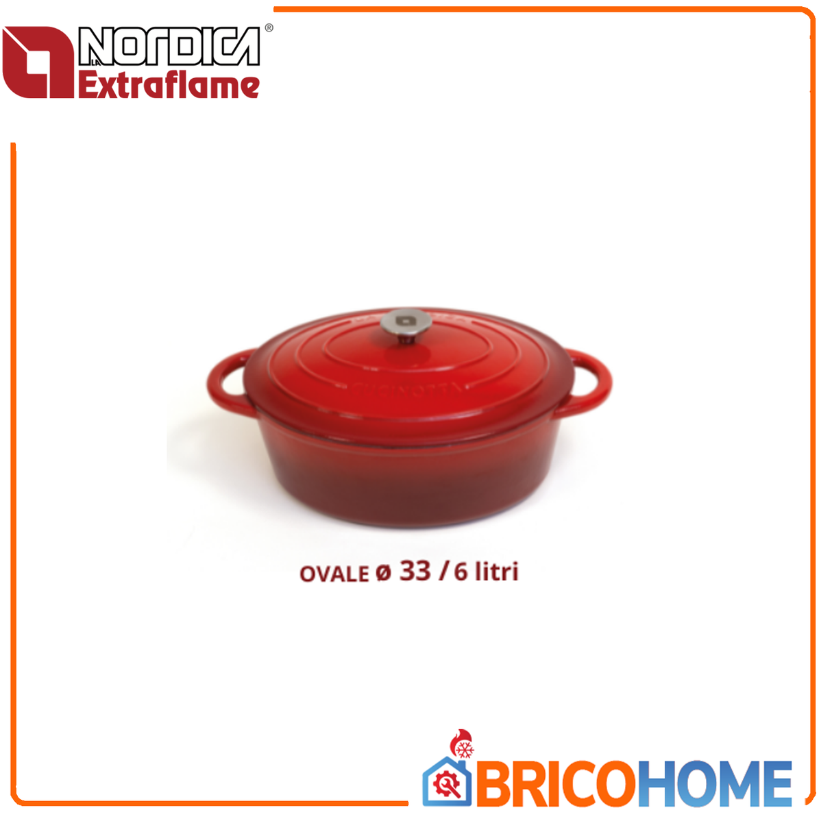 Casseruola Cocotte in ghisa ovale con coperchio 33cm 6 litri - Cucinotta La Nordica