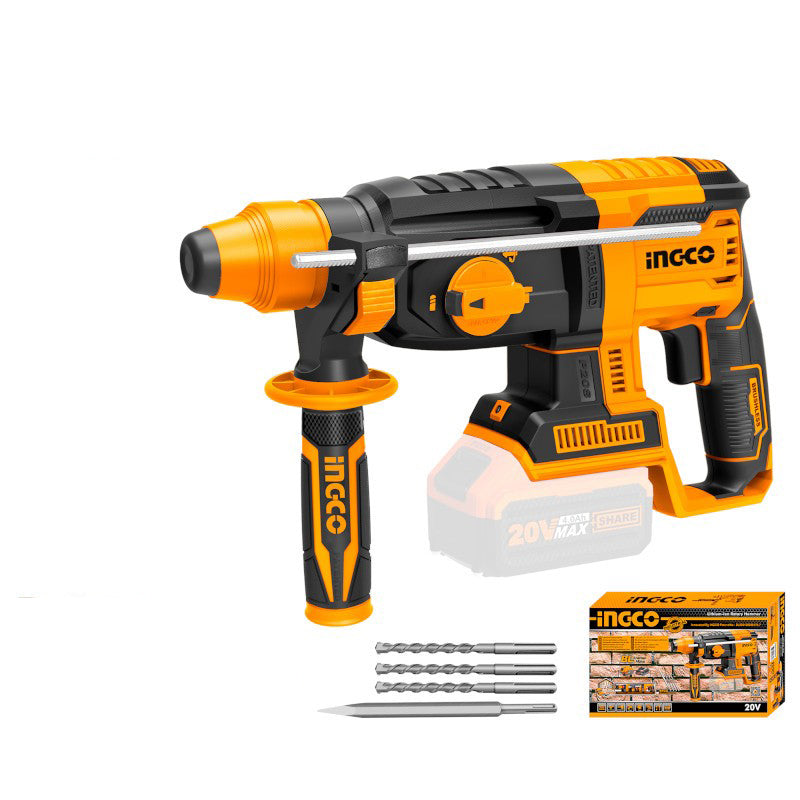 Martello demolitore 20V BRUSHLESS nudo con 4 punte ( solo corpo ) - INGCO