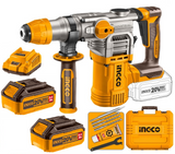 INGCO – Martello Demolitore Brushless 20V | 28mm | 4,5J | Kit 2 Batterie 5Ah